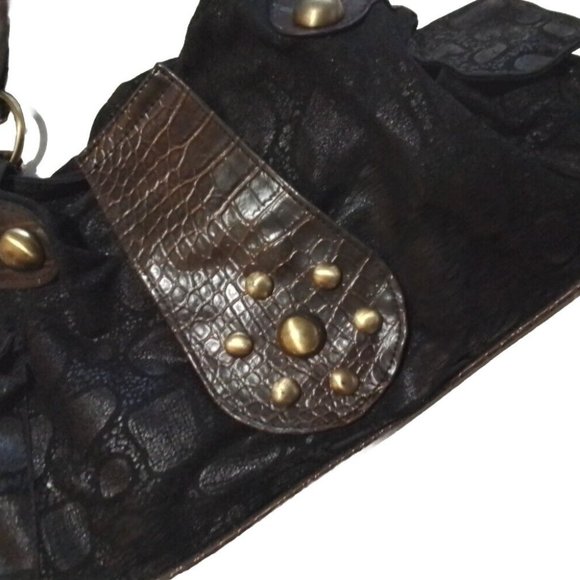 Alligator Flux Medium Vintage purce Brown Black L6 - Picture 5 of 6